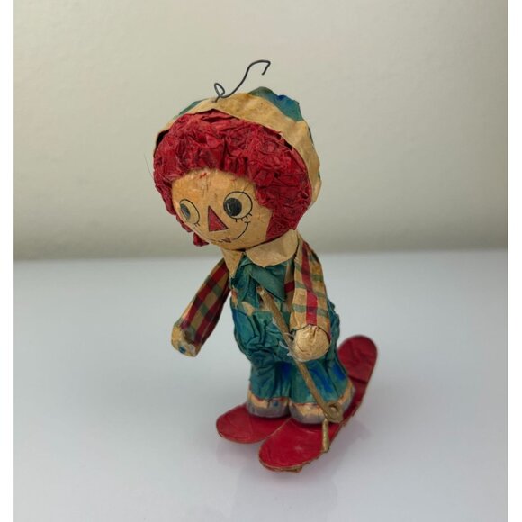 Rare Paper Mache Raggedy Andy Skiing Ornament Vintage Handmade Christmas READ - Picture 2 of 16